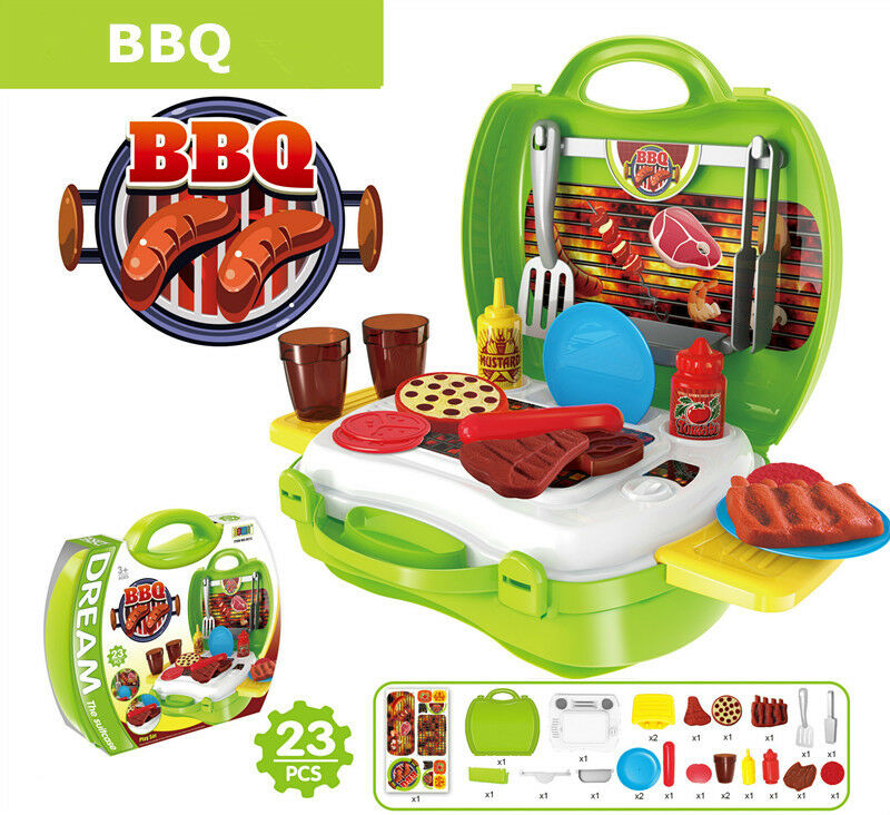 Toddler Children Food Cooking Kitchen Set Toys BBQ Grill For Kid Pretend Play