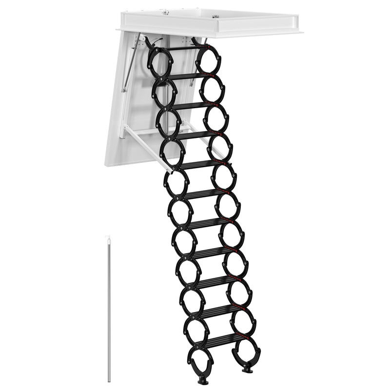 11 Steps Electric Attic Ceiling Ladder 31.5*43.31" Black Alloy steel Loft Stairs