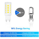 6pcs Non-dimmable G9 Led Bulbs Ceiling Light 40W Equivalent 3000K/6000K White