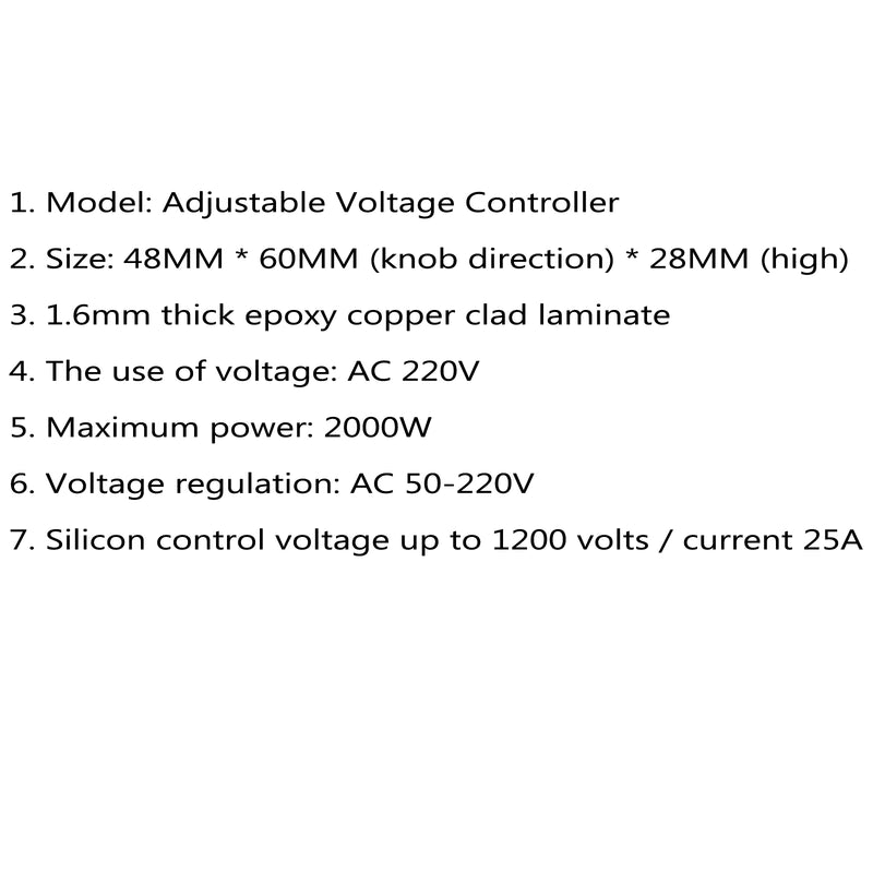 5Pcs Adjustable Voltage Regulator AC SCR Motor Speed Controller 220V 2000W