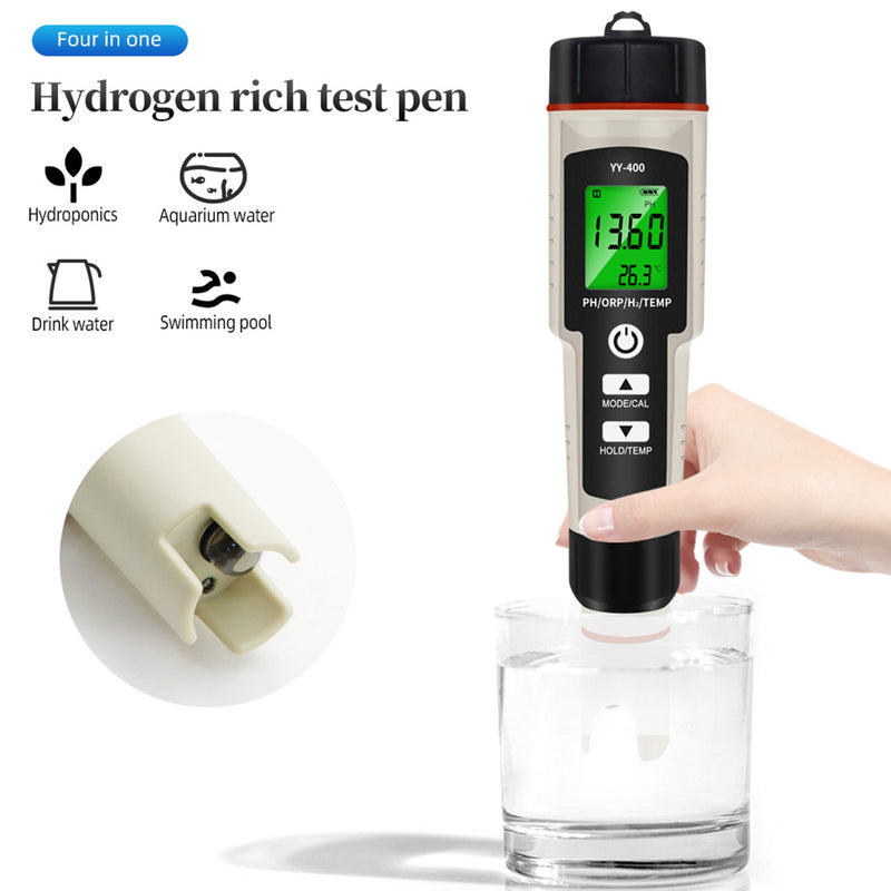 Portable 4 In 1 Hydrogen-Rich Test Pen PH/ORP/TEMP Water Quality Meter Tester