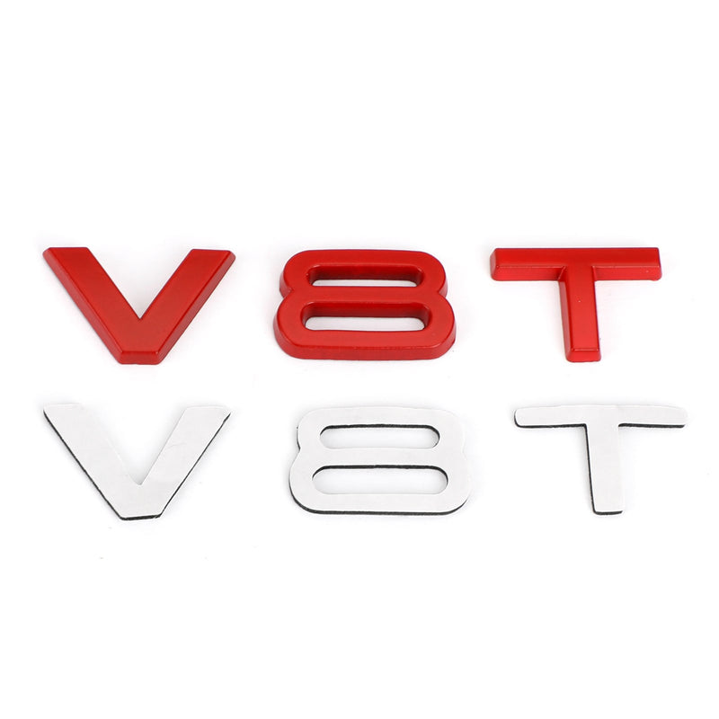 V8T Emblem Badge Fit For AUDI A1 A3 A4 A5 A6 A7 Q3 Q5 Q7 S6 S7 S8 S4 SQ5 Red Generic