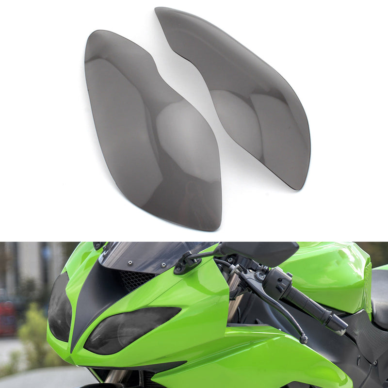 Front Headlight Lens Protection Cover Fit For Kawasaki Zx-636R Zx-6R 09-18 Smoke Generic