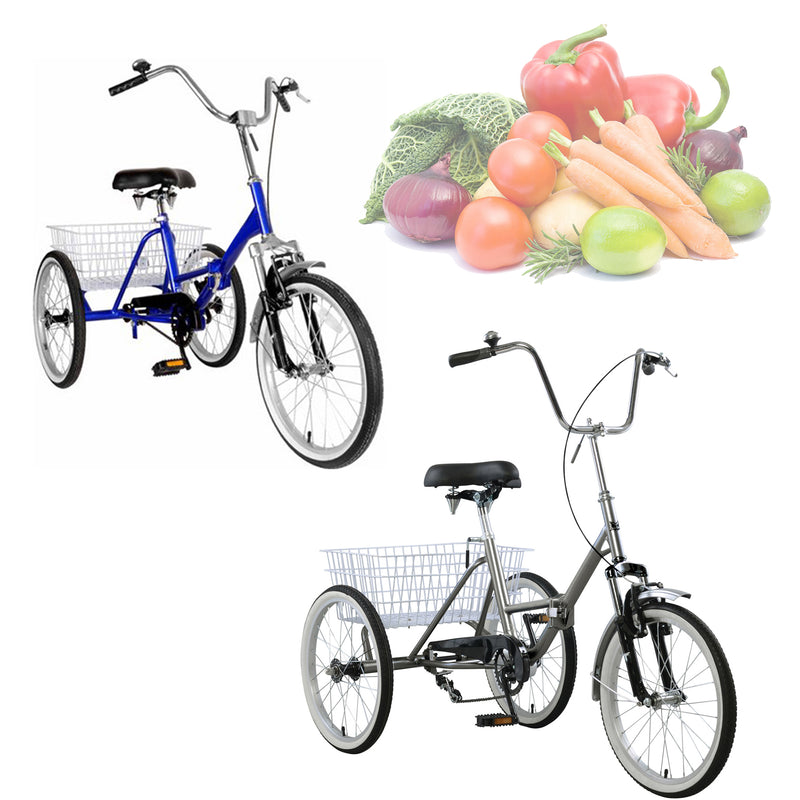 Adult Folding Tricycle Bike 3 Wheeler Bicycle Portable Tricycle 20" Wheels CA Market