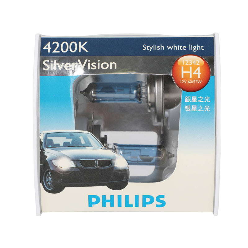 For Philips 12342SVCWS2 SilverVision Halogen Headlight H4 12V60/55W 4200K Generic
