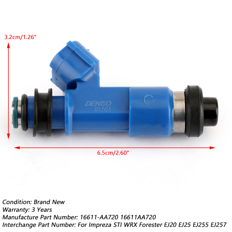 4PCS Dark Blue 565cc Fuel Injectors Fit WRX / STI 16611-AA720 2.5L Generic