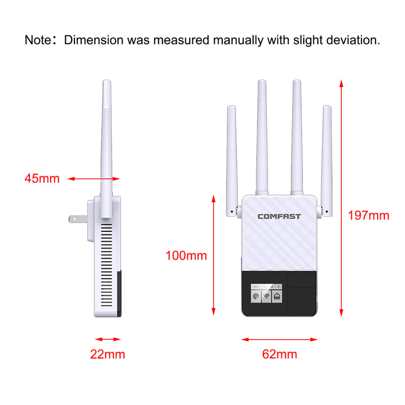 Dual Band 2.4G 5G WiFi Wireless Extender Signal Amplifier WiFi Booster 1200Mbps