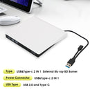 USB&Type-c External Blu ray Disc Writer+Reader BD DVD Drive USB 3.0 Disc Burner