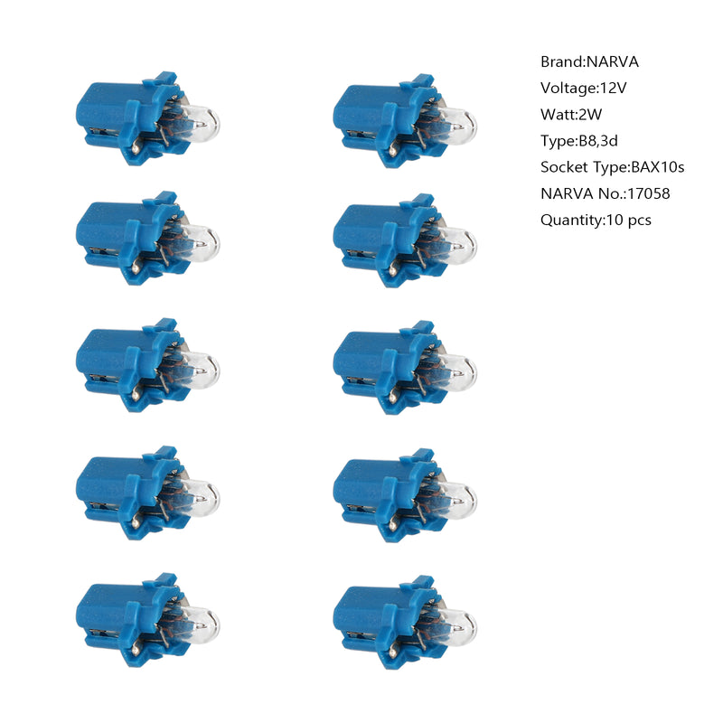 3d 10x For NARVA 17058 Car Auxiliary Bulbs 12V2W BAX10s B8 Generic