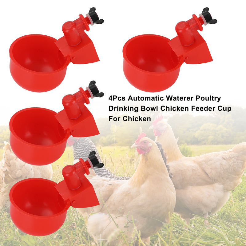 4Pcs Automatic Waterer Poultry Drinking Bowl Chicken Feeder Cup For Chicken