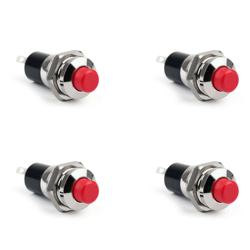 4Pcs New Mini Push Button SPST Momentary N/O OFF-ON Switch 10mm Red For Car