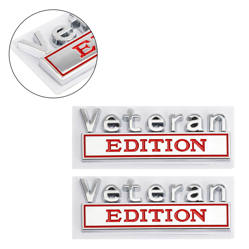 2pcs VETERAN Edition Emblem Badge Car Truck Rear Tailgate Sticker Decal Alloy