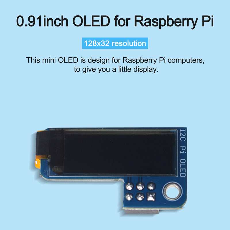 0.96" 0.91" OLED Screen Module 128X64 Fit for Raspberry Pi 3 4B/3B and Pi Zero