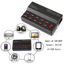10 Port USB Desktop Charger 5V/12A Multi Hub Dock Fast Charging Station AU Plug