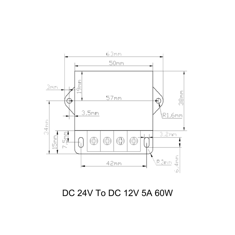 DC Voltage Regulator Buck Converter DC 24V To DC 12V 5A 60W Step Down Reducer