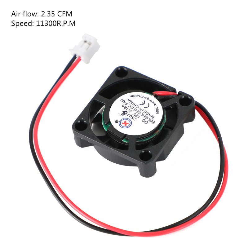 2 Pin Wire Brushless DC Cooling Blower Fan 12V 0.12A 2507 25x25x7mm