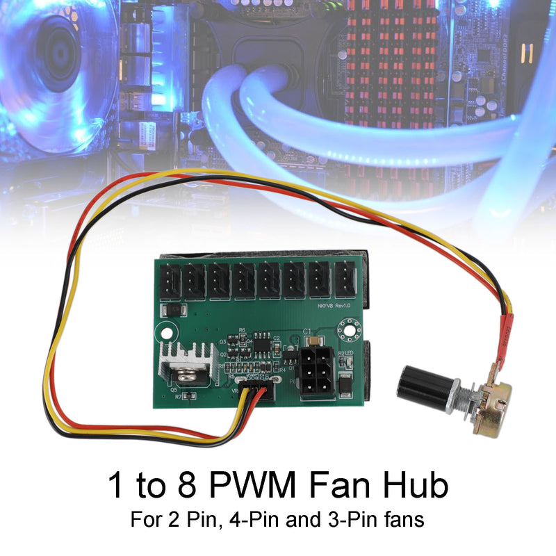 3/4 Pin Fan Adapter PWM PC Case Cooling Fan Hub 4/8 Way Splitter 12V Switch
