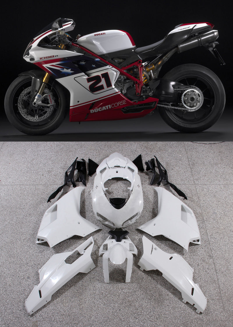 Fairings 2007-2012 Ducati 1098 1198 848 White Red No.21 1098 Racing Generic