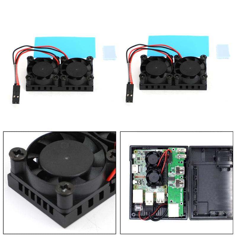 Double Dual Cooling Fan Square Fan Module With Heatsink for Raspberry Pi 4B 3B+