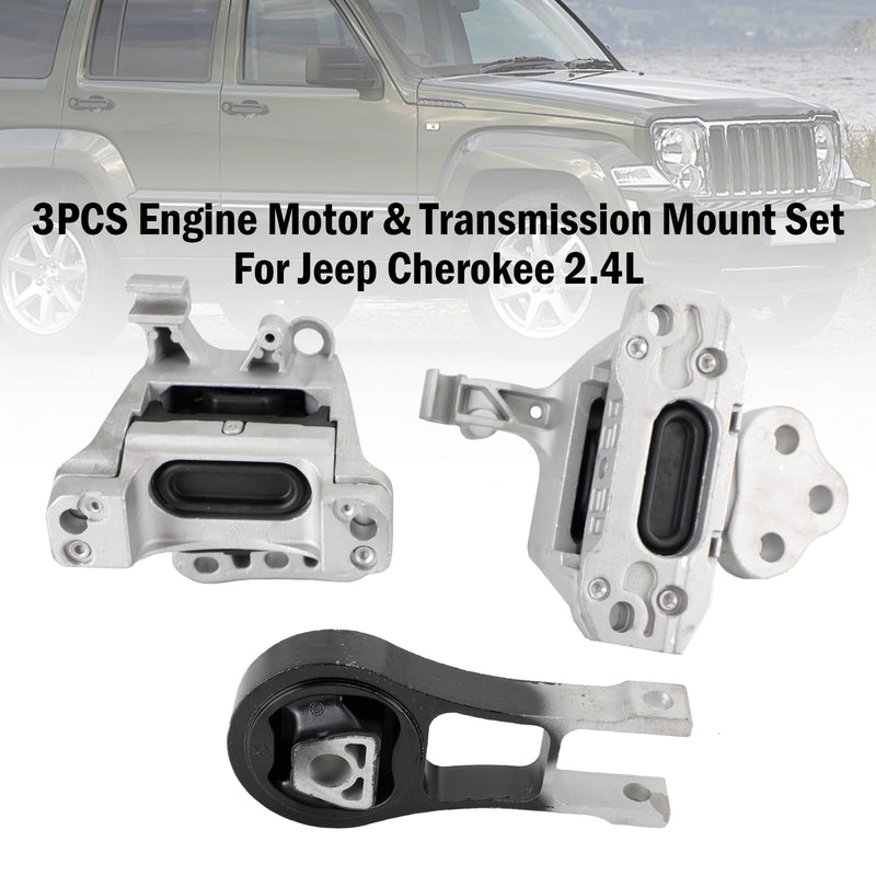 2018-2019 Jeep Cherokee (High) Altitude/Latitude Plus Sport Utility 4-Door 3PCS Engine Motor & Transmission Mount Set 68192831AF 68418876AB 68157441AD