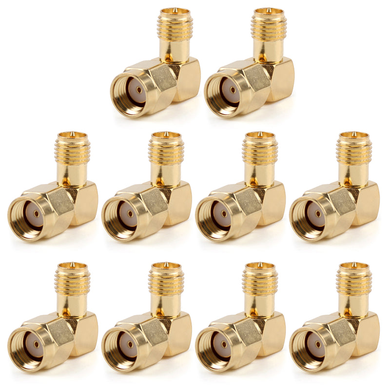 10x Adapter 90¡ãRP.SMA Male Jack To RP.SMA Female Plug Connector Right Angle M/F