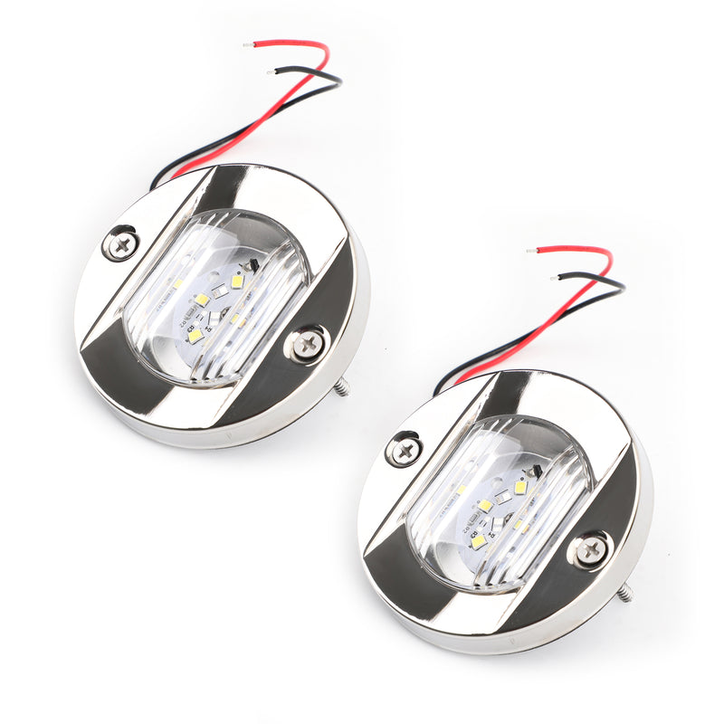 2PCS LED Marine Boat Yacht Transom Chrome Anchor Stern Light Round 2835-SMD 12V