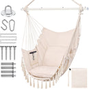Indoor/Outdoor Hammock Chair Hanging Rope Swing With Cushions 150KG Load Bearing