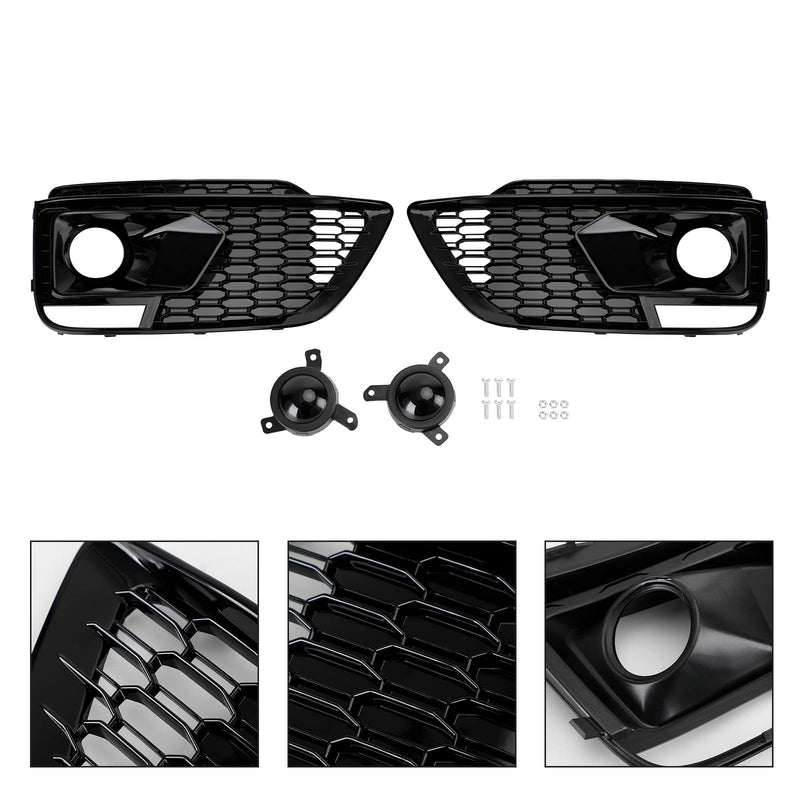 Audi Q5 SQ5 2018-2020 RSQ5 Black Front Honeycomb Fog Lamp Grilles Cover