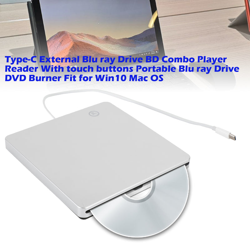 Type-C External Portable Blu ray Drive DVD Combo Player Reader for Win10 Mac OS