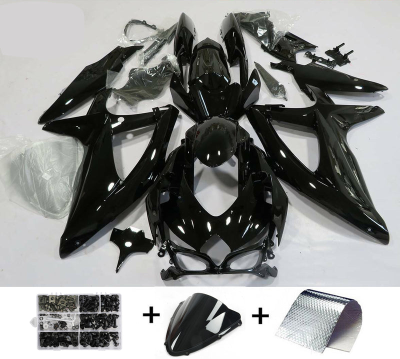 Fairing Injection Plastic Kit Glossy Black Fit For Suzuki GSXR600/750 2008-2010 Generic