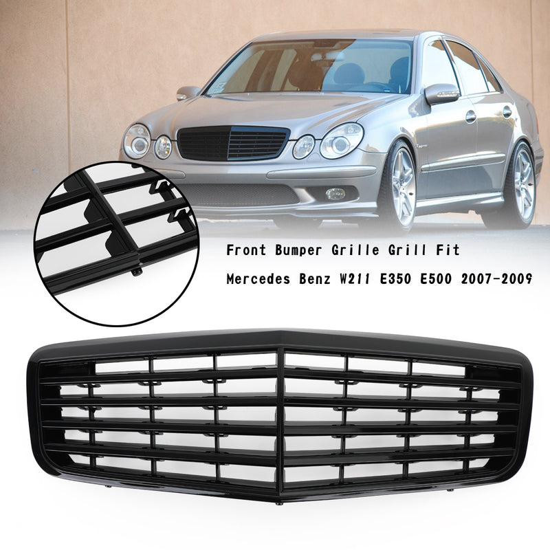 2007-2009 Mercedes Benz W211 E350 500 Front Bumper Grille Grill AMG Gloss Black