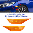 2?�� Front Side Marker Light For Honda Civic 2016-2021 Amber Generic