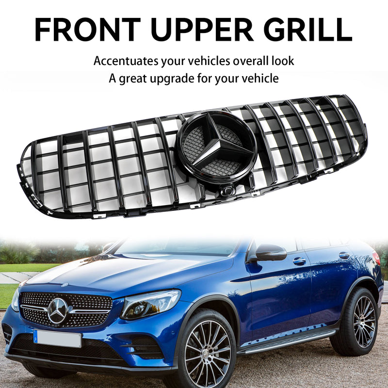 Mercedes Benz GLC X253 C253 2015-2019 Front Bumper Grille Grill  Gloss Black