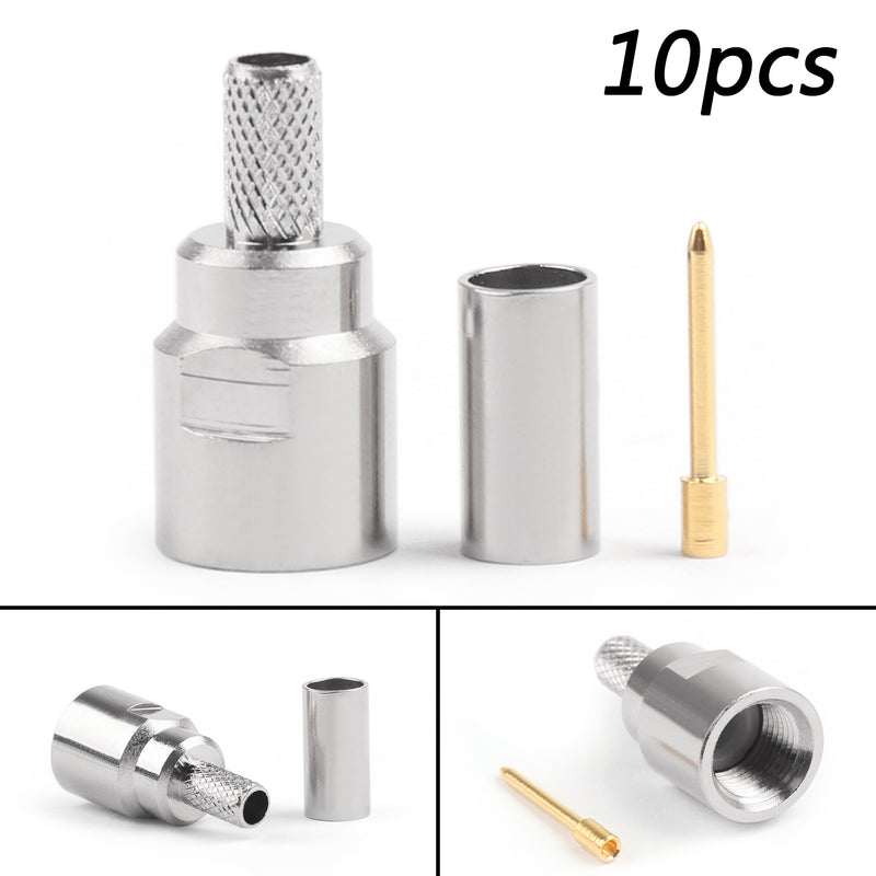 10Pcs FME Male Plug Crimp Connector RF Coax Adapter For RG58 RG142 RG400 LMR195