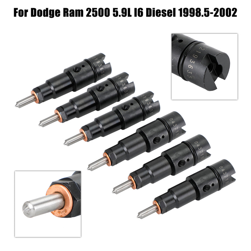 1998-2002 Dodge Cummins 5.9L 40-50 HP 6PCS Fuel Injectors 0432193635 RV275 Fedex Express