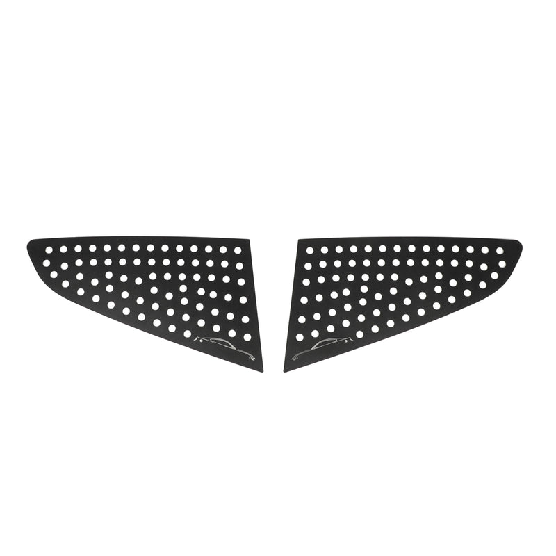 Alloy Black Rear Triangular Window Louver Cover Trim For Ford Mustang 2015-2019 Generic