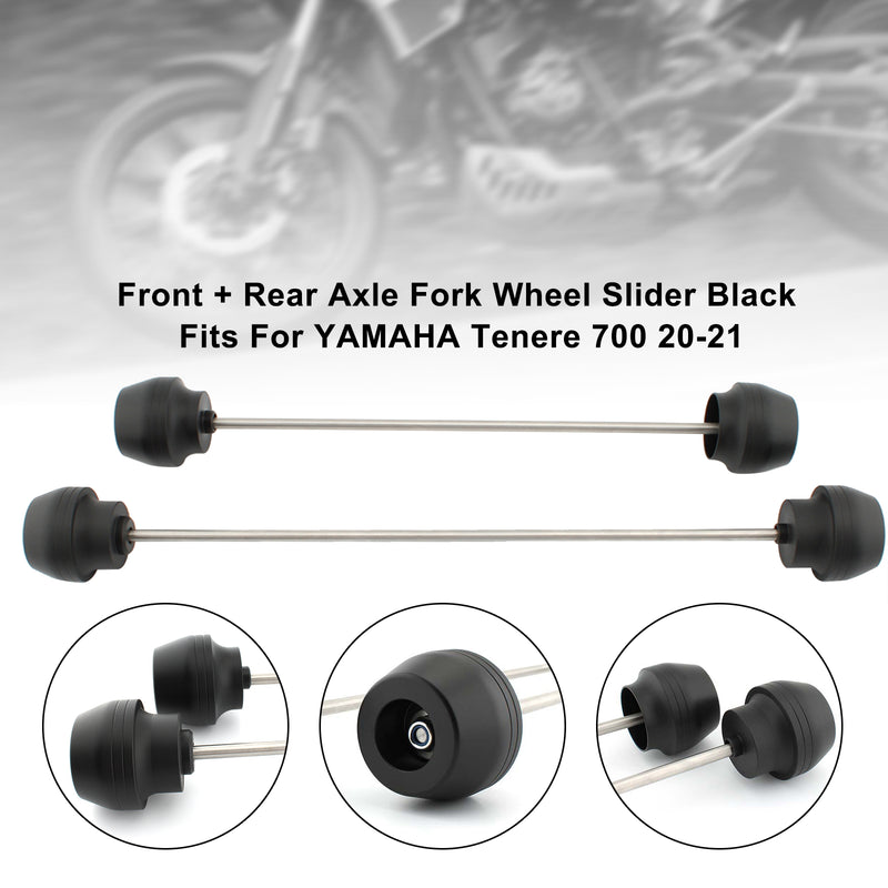 2020-2023 Yamaha Tenere 700 Front + Rear Axle Fork Wheel Slider Cnc Black