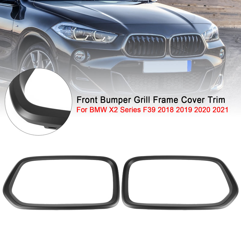 2018-2023 BMW X2 Series F39 Matt Blcak Front Bumper Grill Frame Cover Trim