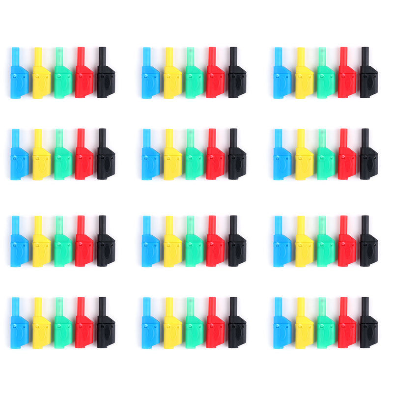 60 Pcs Seal Insulated Safety Protection 4mm Banana Plug 5 Colors