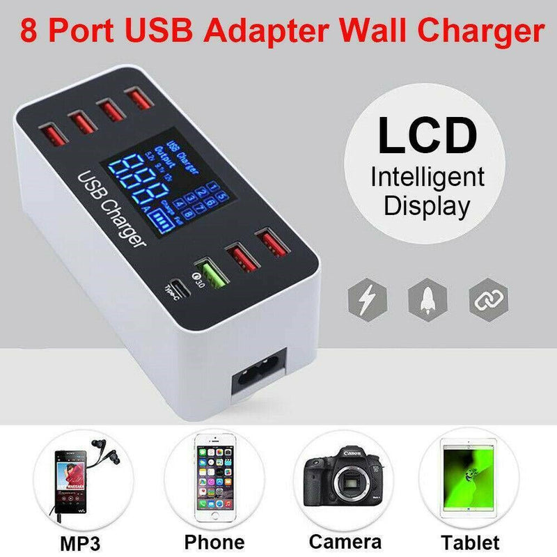 8 Multi-Port USB Adapter Desktop Wall Charger Smart Quick Charging Station AU