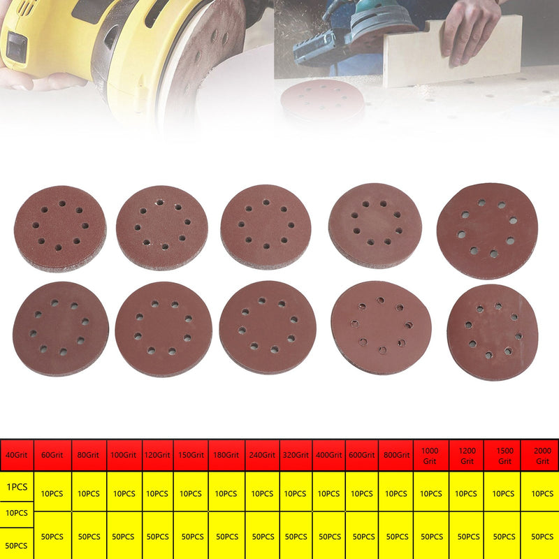 125mm 5 inch Sanding Discs 40 - 2000 Grit for Orbital Sander Loop Sandpaper