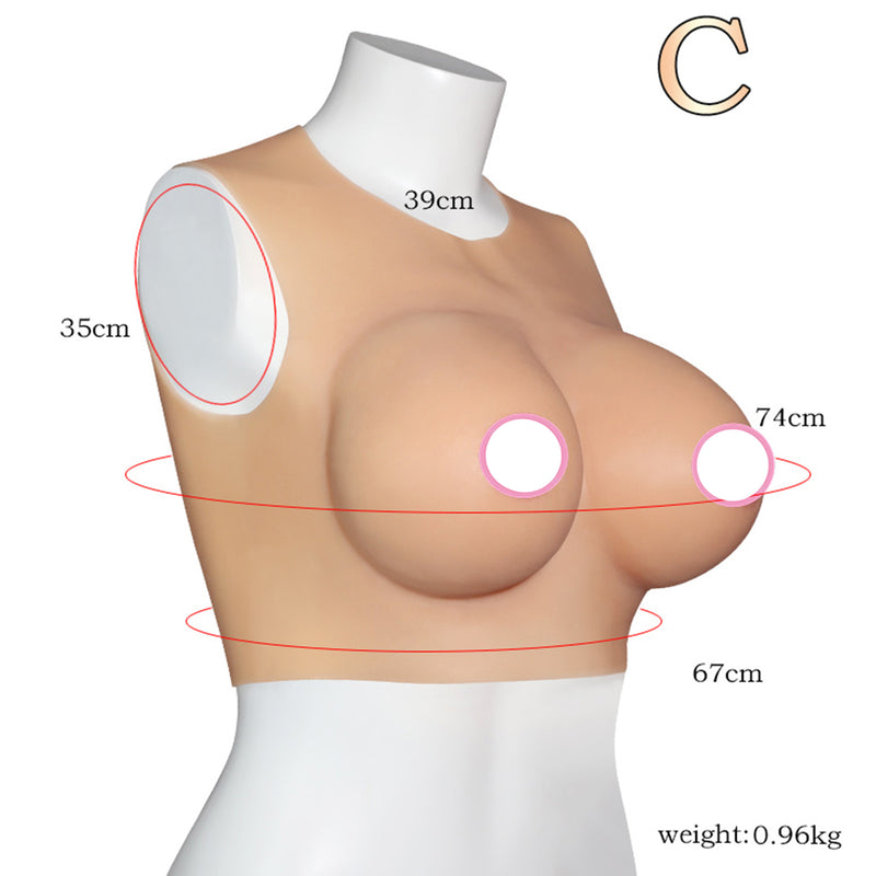 Circle Neck B-F Cup Silicone Breast Forms Fake Boobs For Crossdresser Drag Queen