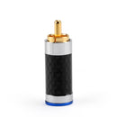 4PCS Carbon Fiber RCA Gold-Plated Copper Plug HiFi Speaker Male Connector Blue