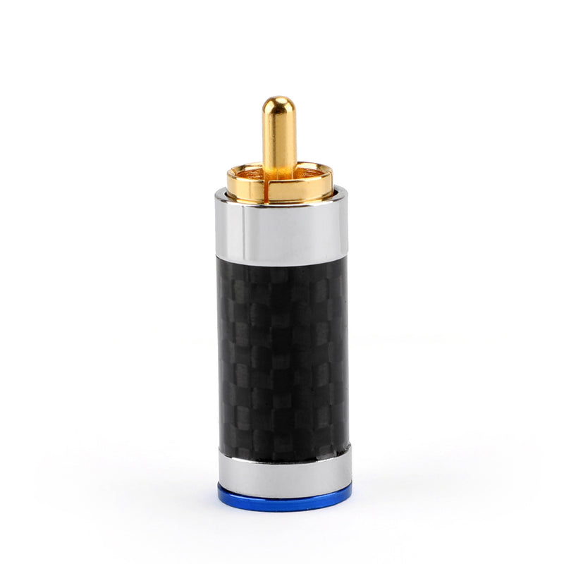 4PCS Carbon Fiber RCA Gold-Plated Copper Plug HiFi Speaker Male Connector Blue