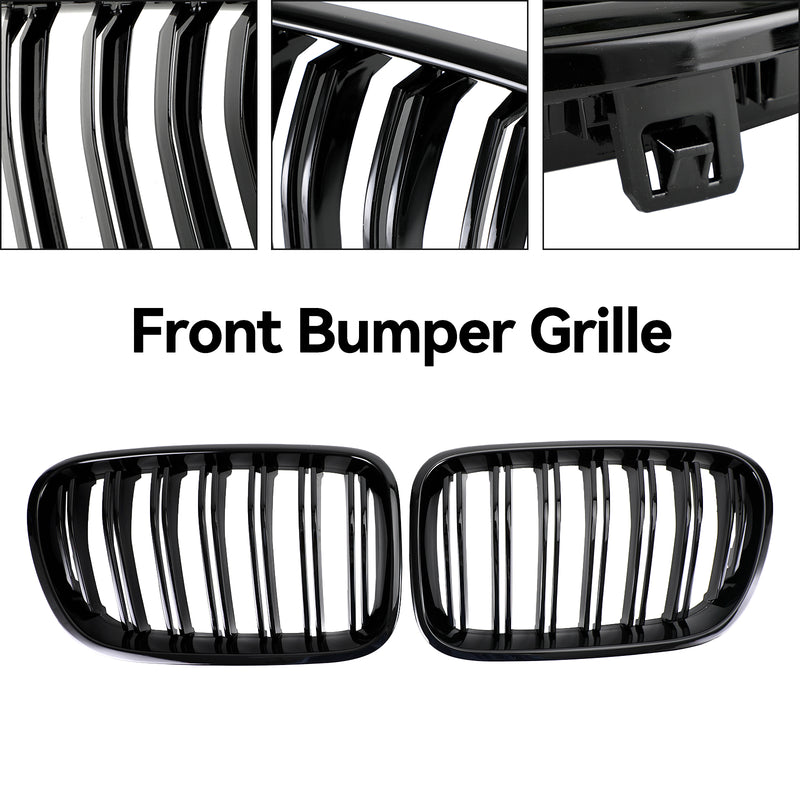 BMW X3 F25 2011-2014 Dual Line Gloss Black Front Bumper Kidney Grille Grill