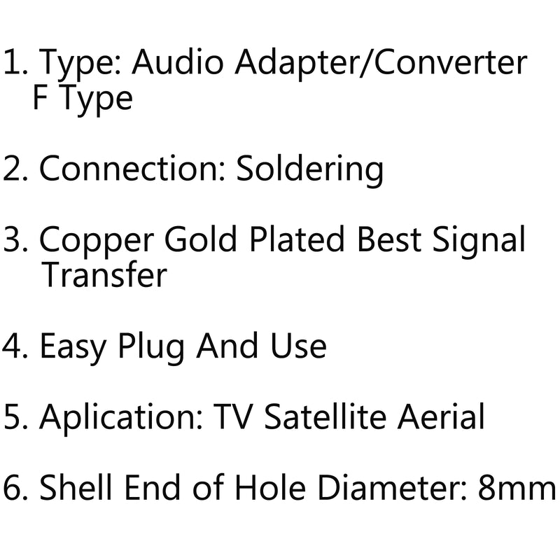 10x F Connector Solder Plug Assembly Male RF Coaxial Cable For TV Satellite Aerial
