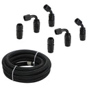 6AN -6AN Black Nylon E85 PTFE Fuel Line 10FT 6 Fittings Hose Kit