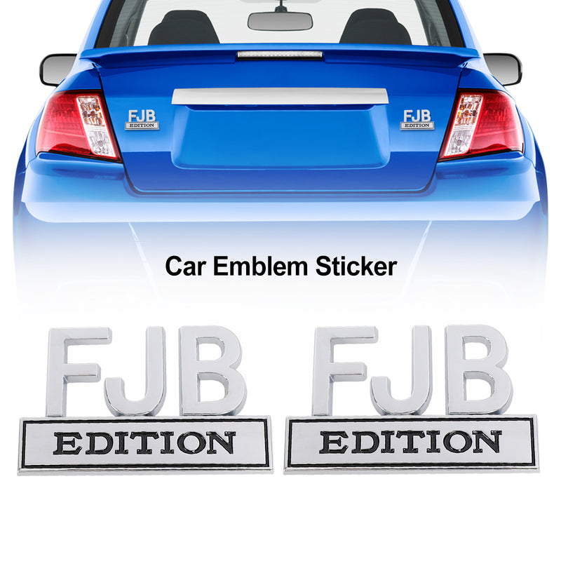 2¡Á FJB EDITION 3D Emblem Badge Truck Car Decal Bumper Sticker Sliver & Black