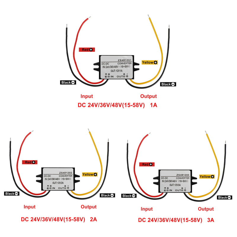 Waterproof DC-DC Converter 24V 36V 48V Step Down to 12V Power Supply Module