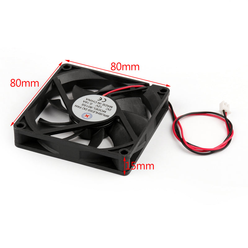 4Pcs DC Brushless Cooling PC Computer Fan 12V 8015s 80x80x15mm 0.16A 2 Pin Wire